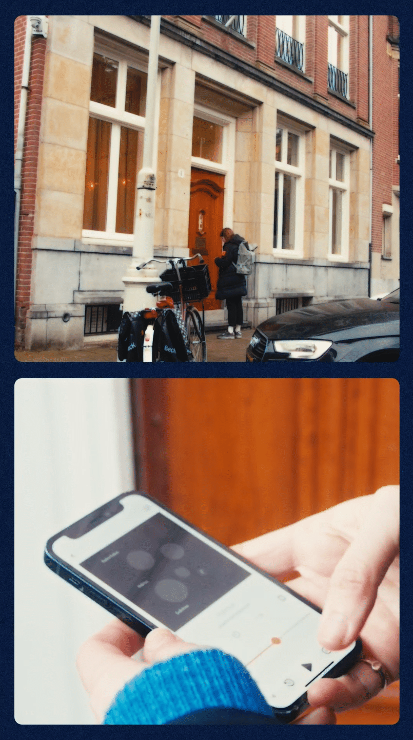 Creative team filming outside a building for a video project.